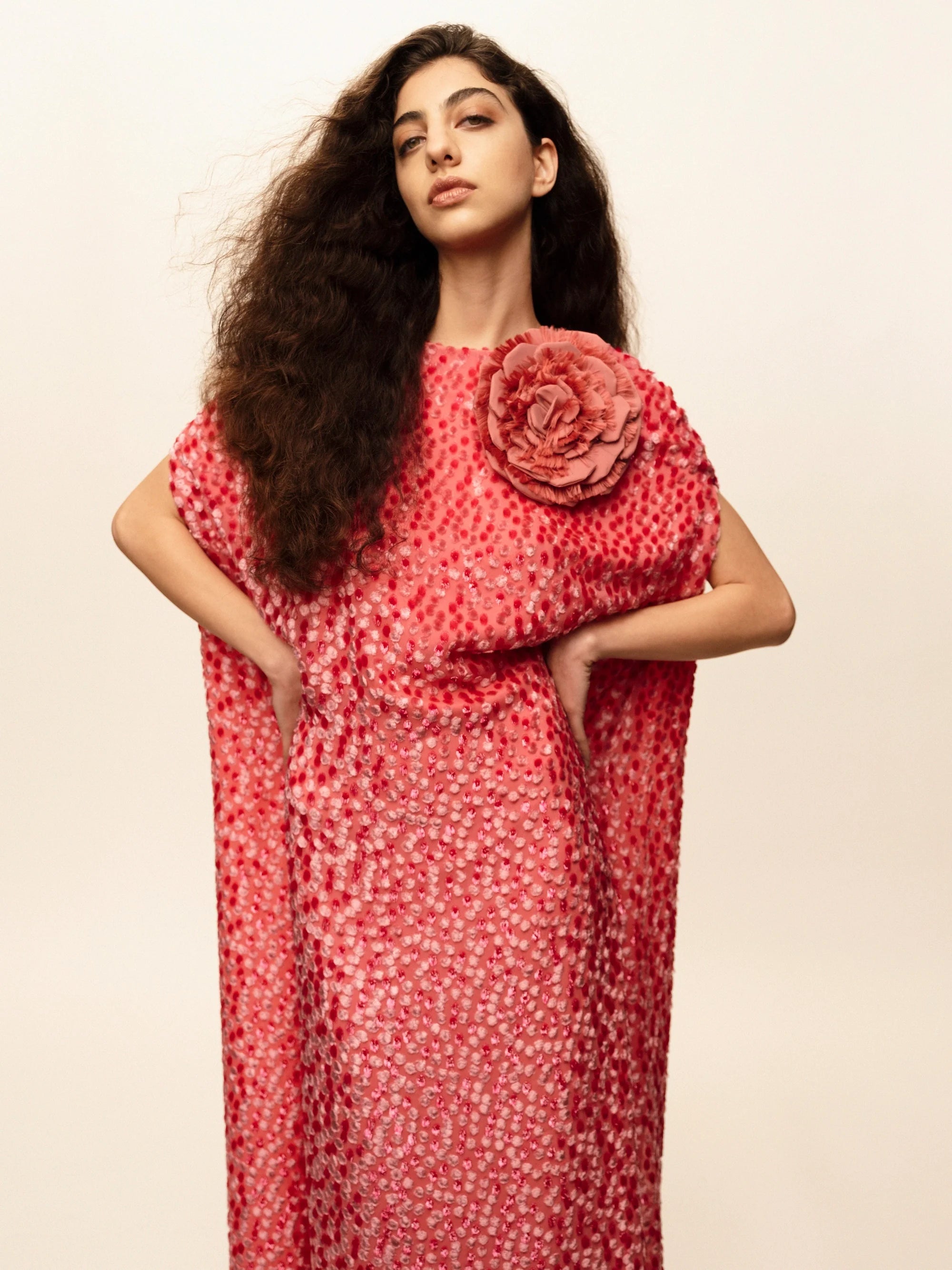 ELEONORE DRESS IN RAPTURE ROSE FIL COUPE