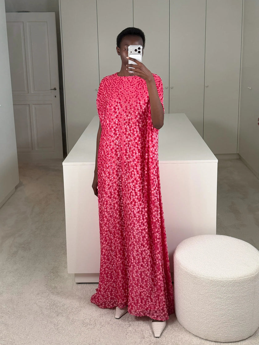 ELEONORE DRESS IN RAPTURE ROSE FIL COUPE