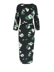 DRESS EZRA  IN HYDRANGEA GREEN ON BLACK
