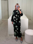 DRESS EZRA  IN HYDRANGEA GREEN ON BLACK