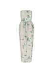 DRESS LENA IN CHINE HYDRANGEA GREEN ON BEIGE PRINT