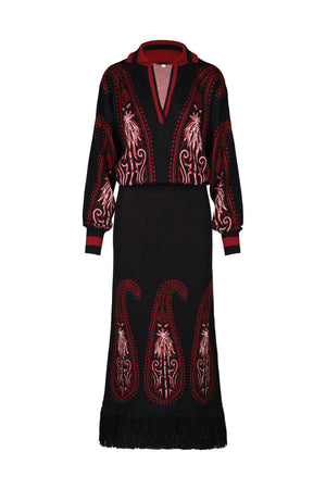 INDIAN MOTIFS MIDI DRESS