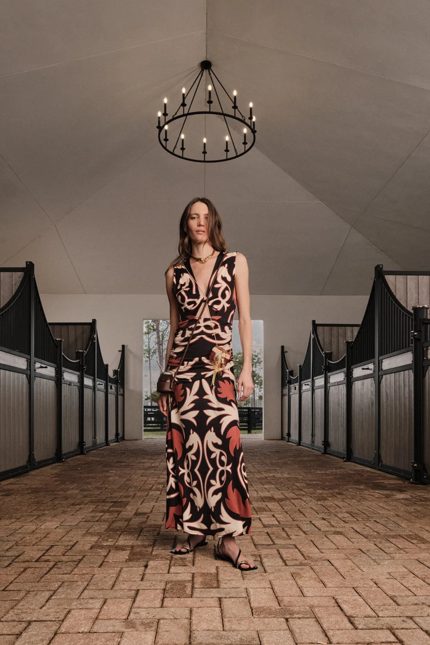 HORIZONTE MISTICO DRESS IN BLACK ECRU