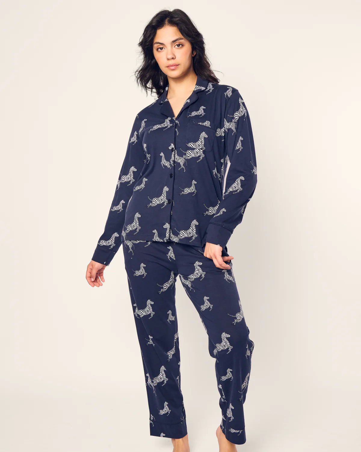 WOMENS PIMA PAJAMA SET IN ZEBRE DE NUIT