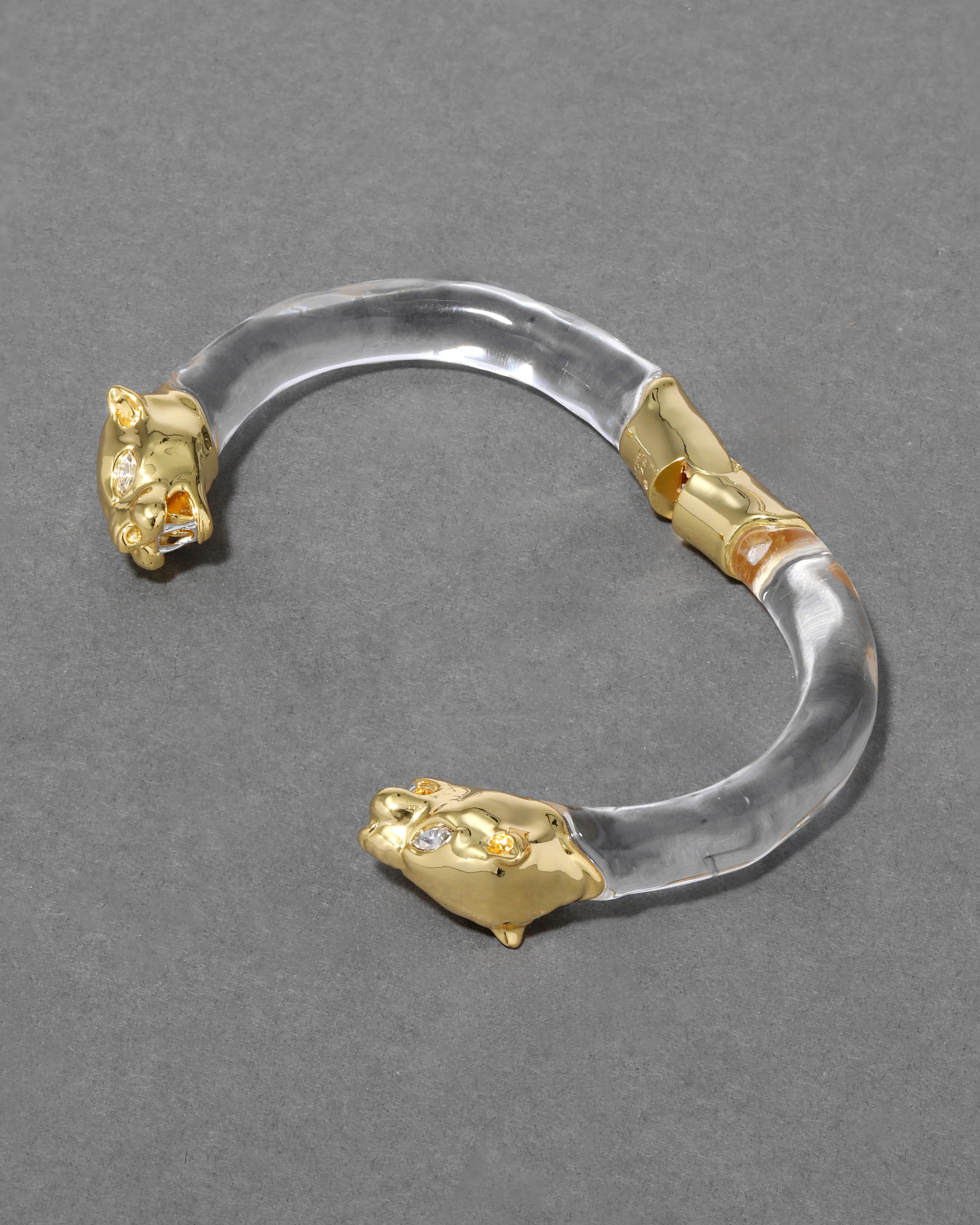 PANTHER VISAGE LUCITE HINGE CUFF BRACELET