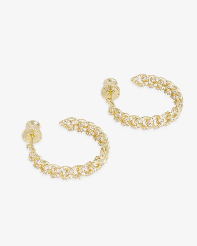 PAVE JULIAN CHAIN HOOPS 1 INCH