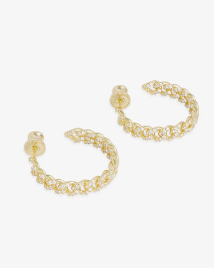 PAVE JULIAN CHAIN HOOPS 1 INCH
