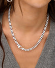 PAVE JULIAN CUBAN CHAIN NECKLACE IN SILVER 18 INCH