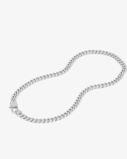 PAVE JULIAN CUBAN CHAIN NECKLACE IN SILVER 18 INCH