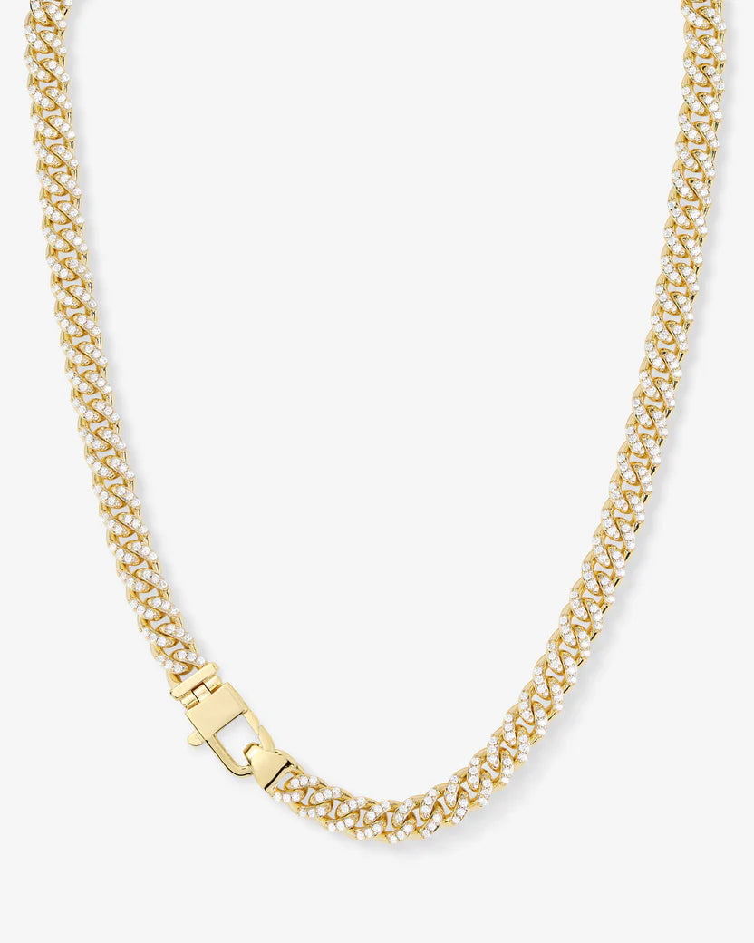 PAVE JULIAN CUBAN CHAIN NECKLACE 18 INCH