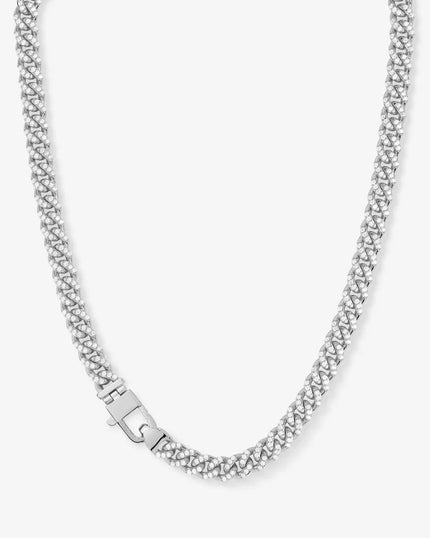 PAVE JULIAN CUBAN CHAIN NECKLACE IN SILVER 18 INCH