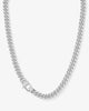 PAVE JULIAN CUBAN CHAIN NECKLACE IN SILVER 18 INCH
