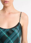 PLAID LACE TRIM SLIP DRESS