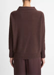 PLUSH CASHMERE FUNNEL NECK SWEATER IN TRUFFLE