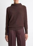 PLUSH CASHMERE FUNNEL NECK SWEATER IN TRUFFLE