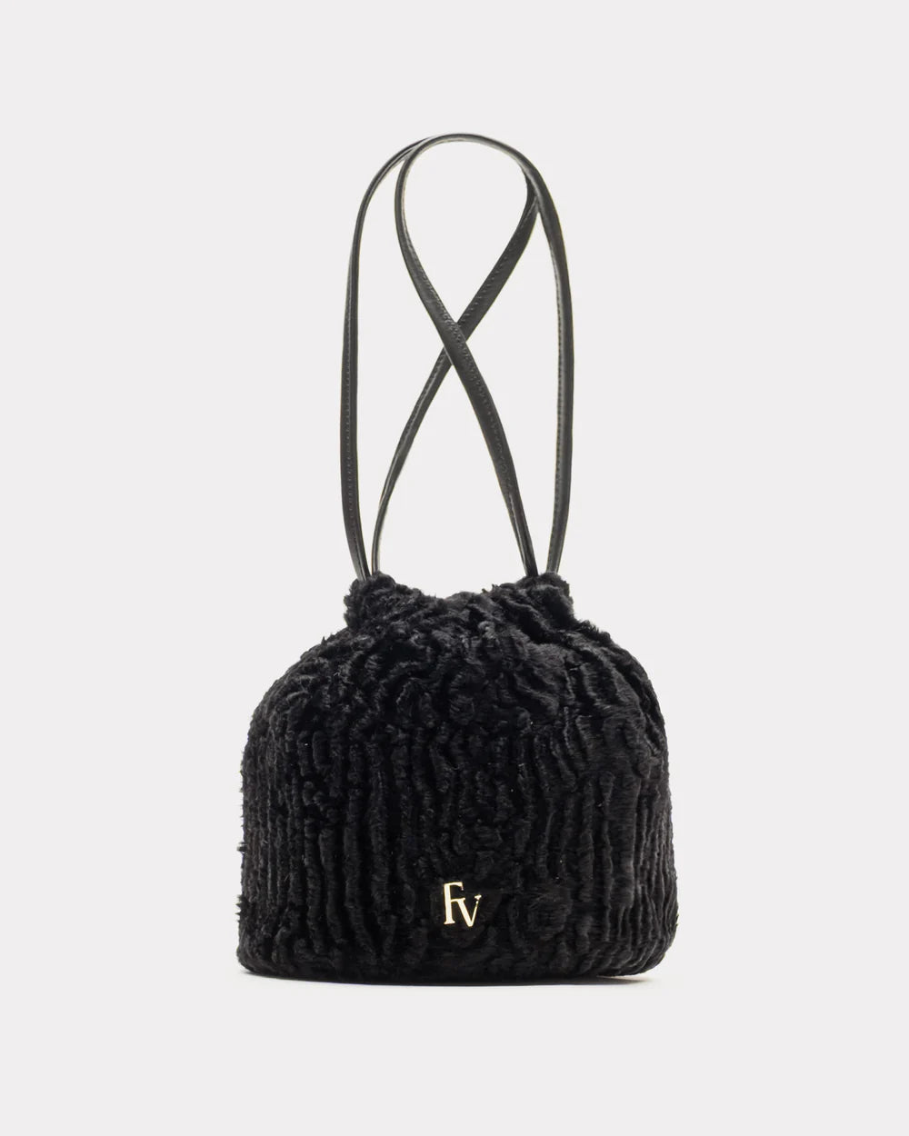 POUF BAG IN BLACK FUR