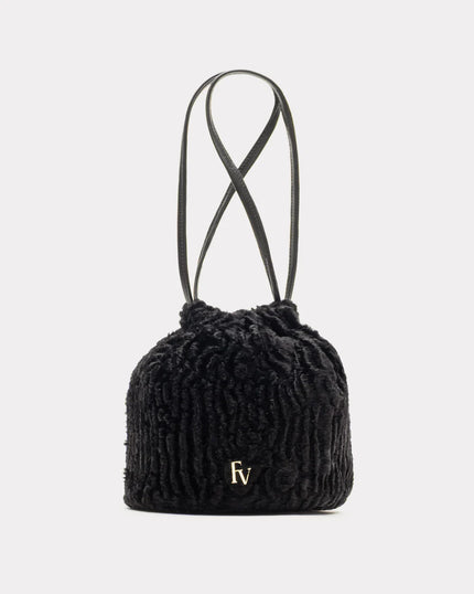POUF BAG IN BLACK FUR