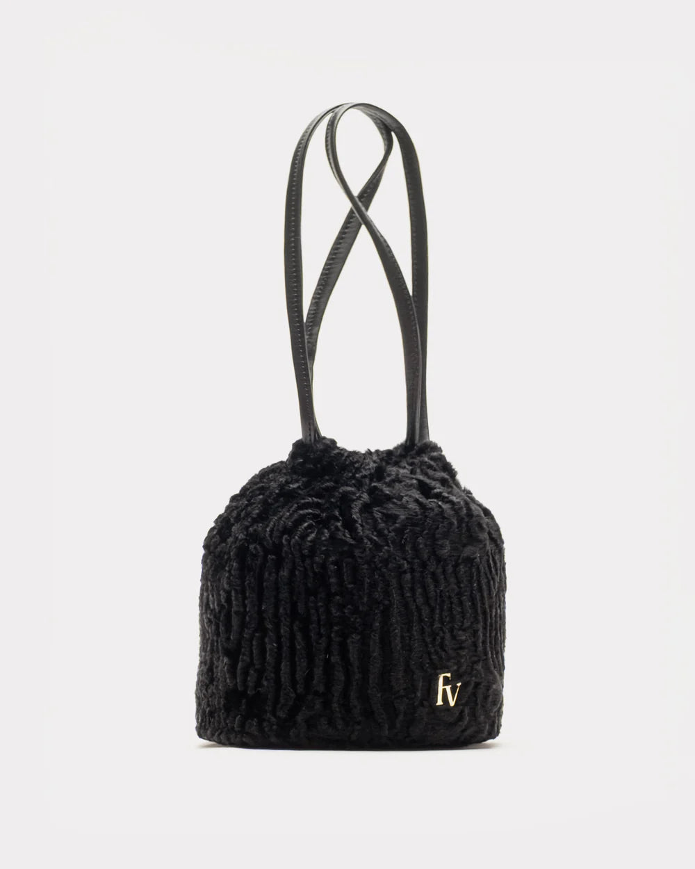 POUF BAG IN BLACK FUR