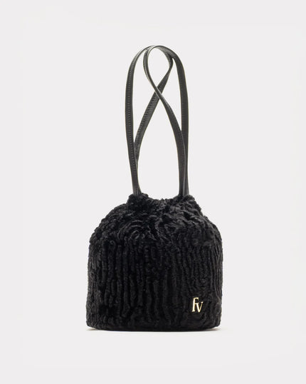 POUF BAG IN BLACK FUR