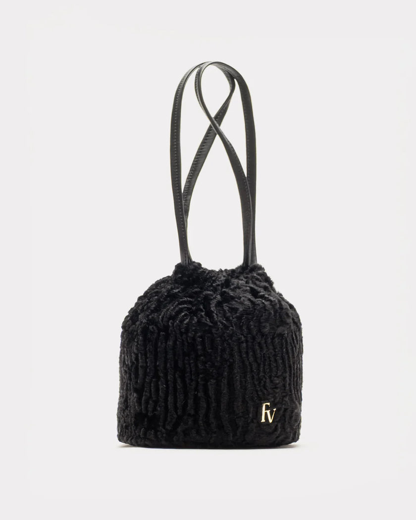 POUF BAG IN BLACK FUR