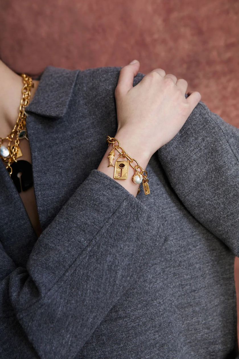 LOCK AND KEY CHARM BRACELET