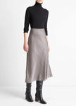 PRESSED PLAID SATIN SLIP SKIRT