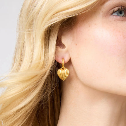 PUFFY HEART HOOP AND CHARM EARRING
