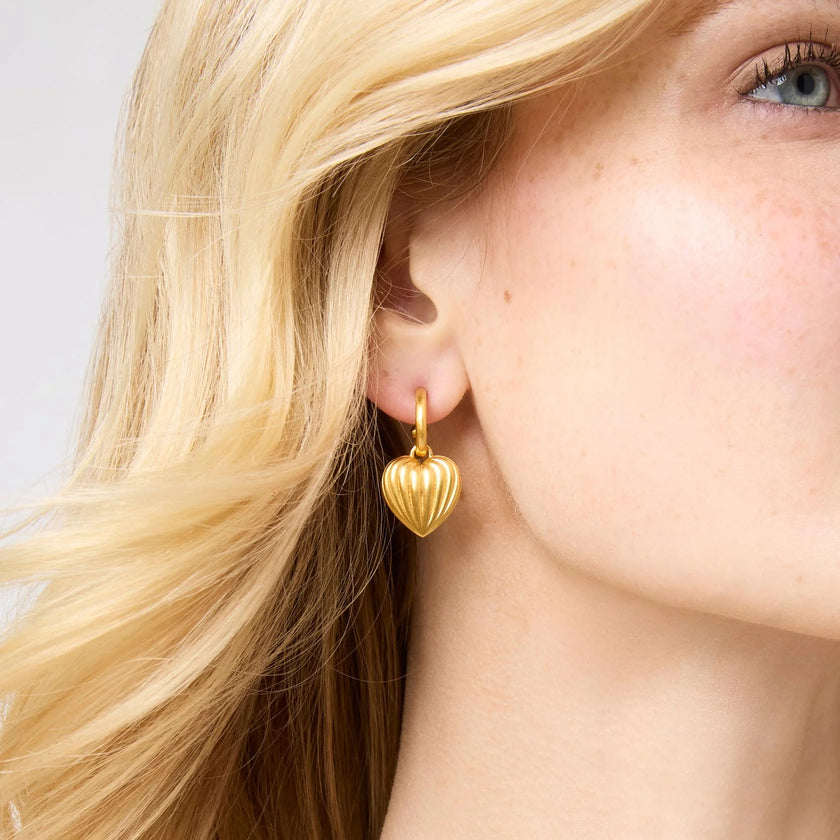 PUFFY HEART HOOP AND CHARM EARRING