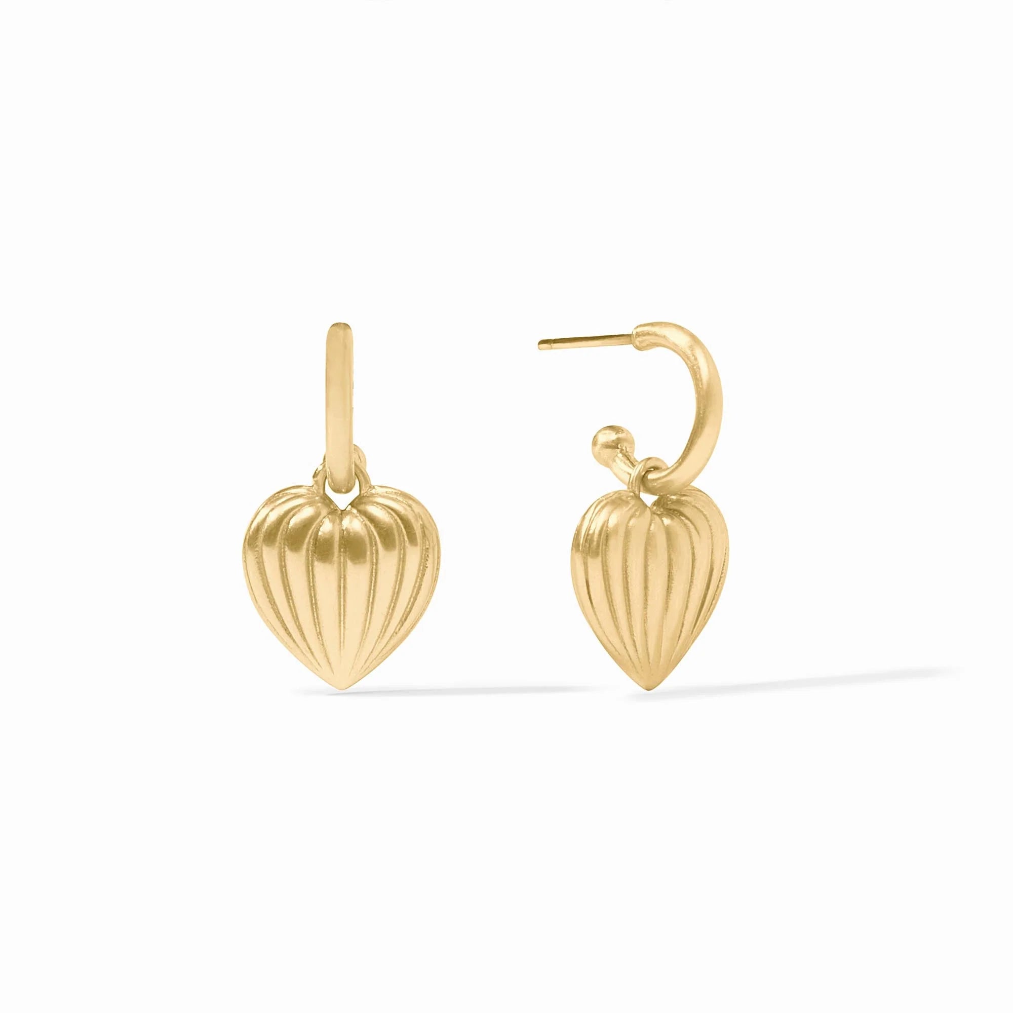 PUFFY HEART HOOP AND CHARM EARRING