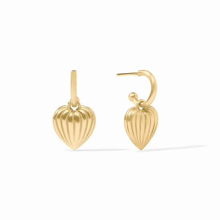 PUFFY HEART HOOP AND CHARM EARRING