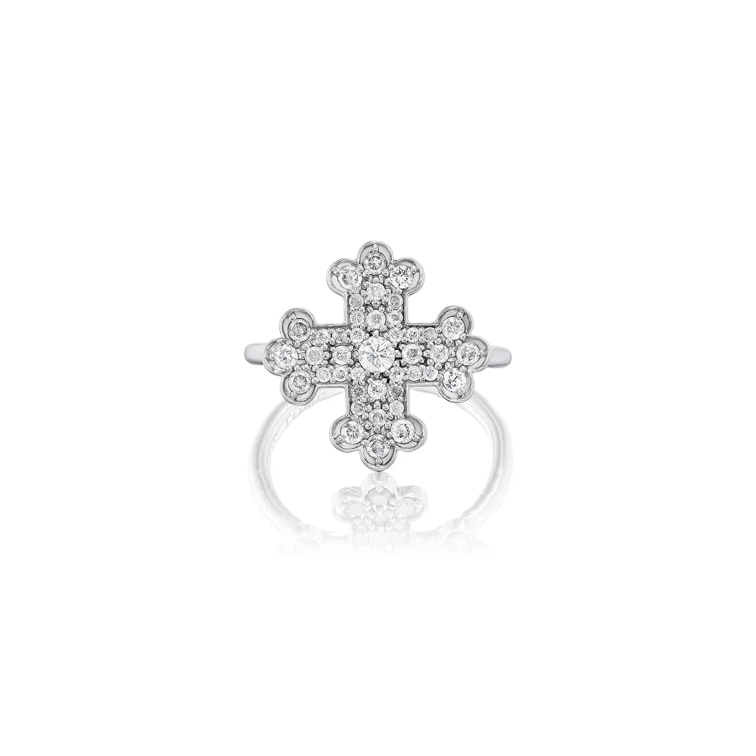 BOTTONY CROSS CENTER BEZEL DIAMOND RING