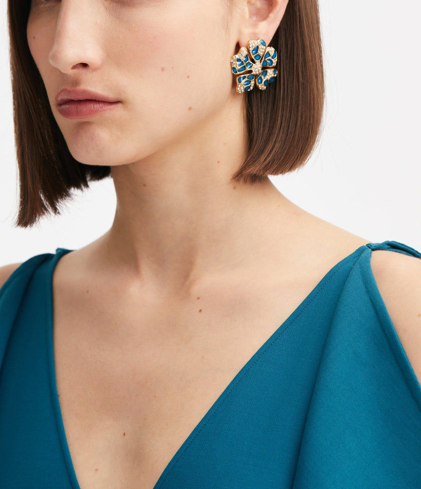 VINTAGE STONE FLOWER EARRINGS