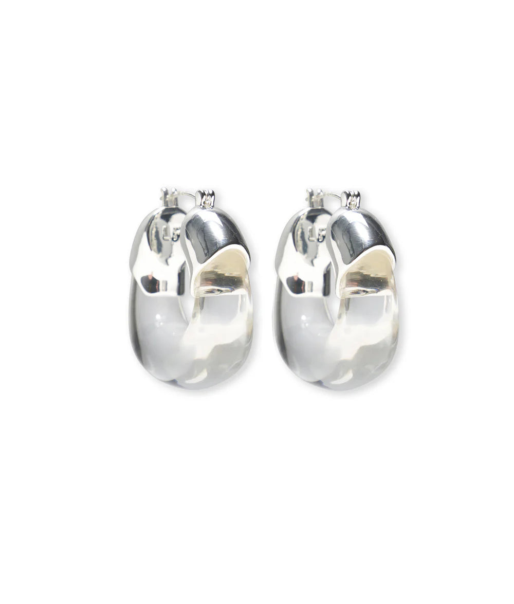 ORGANIC HOOPS IN SILVER AND CLEAR