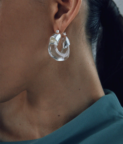 ORGANIC HOOPS IN SILVER AND CLEAR