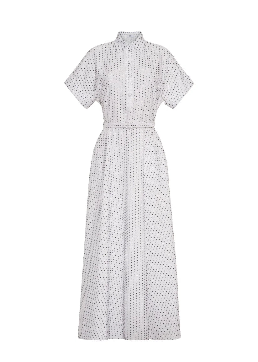 SADIE DRESS IN WHITE AND INK