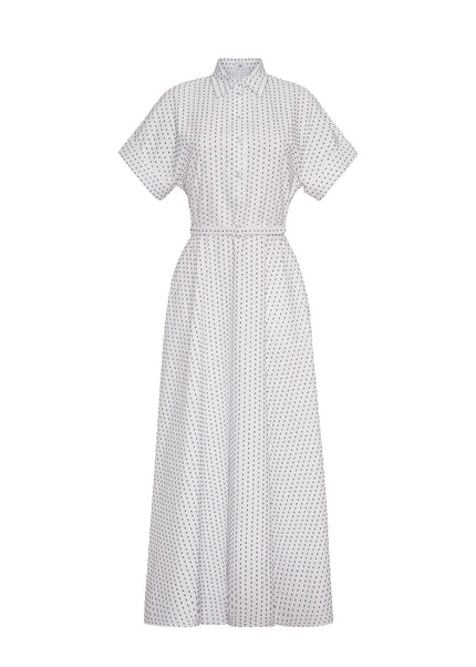 SADIE DRESS IN WHITE AND INK