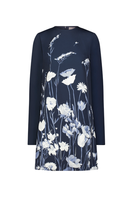 FLORAL CREPE LONG SLEEVE KELLY DRESS