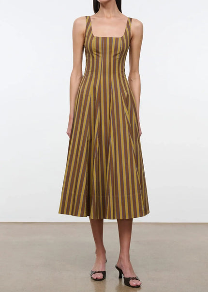 WELLS DRESS IN CIGAR STRIPE