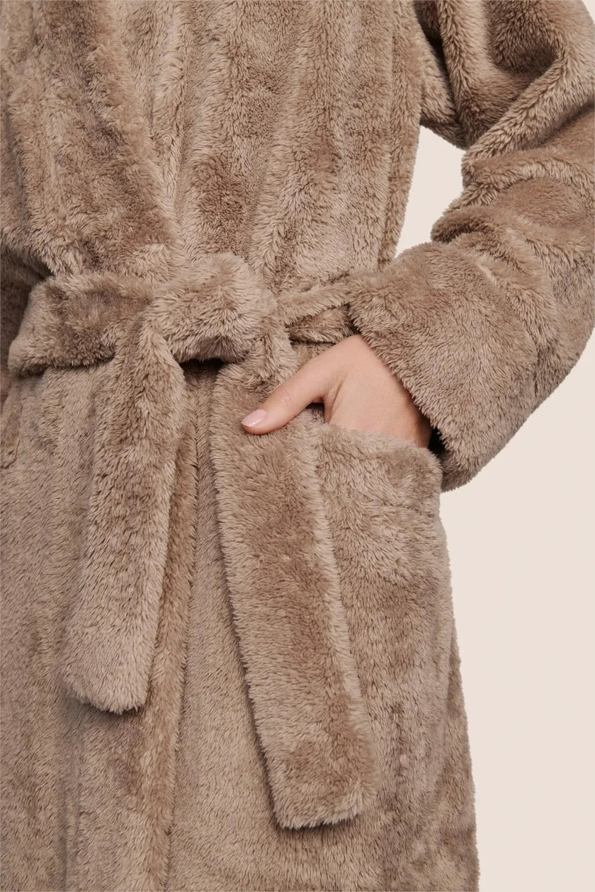 RENEW PLUSH LONG ROBE IN TOFFEE