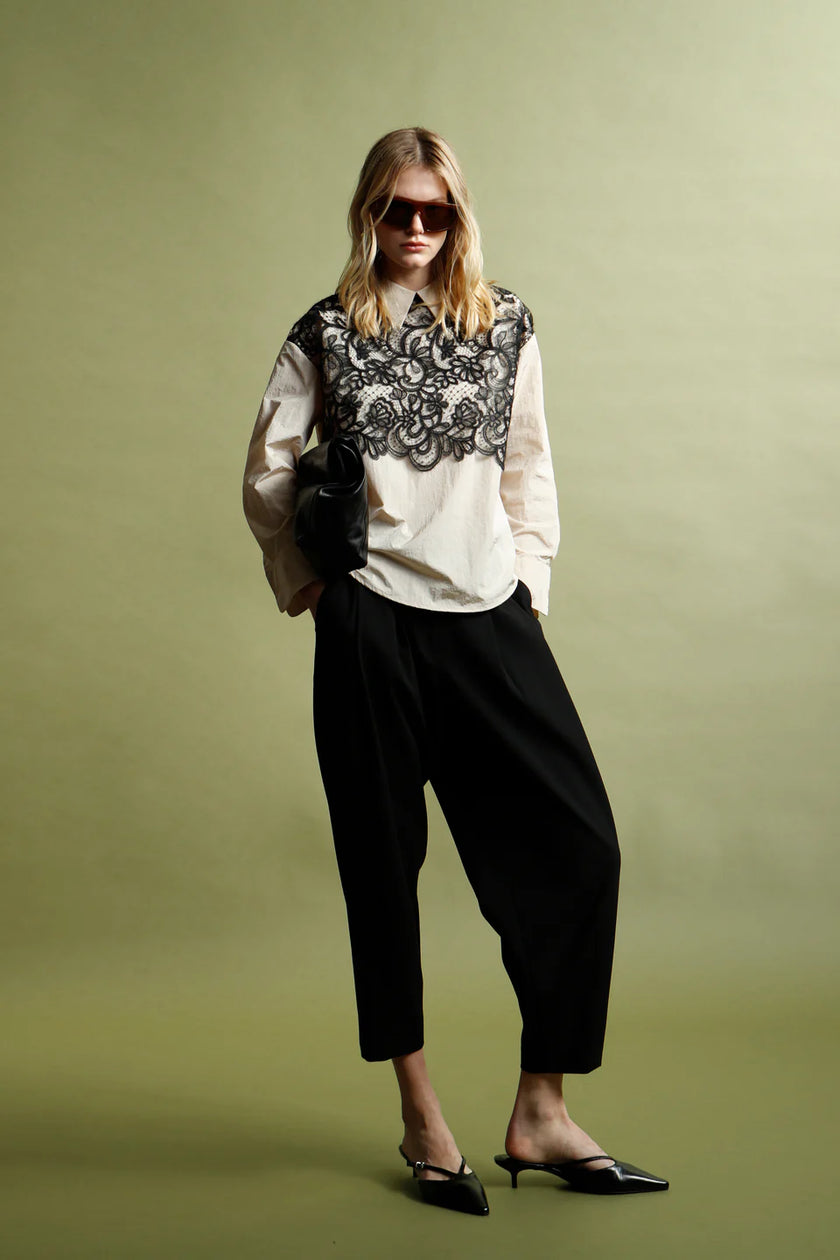 SHIRT WITH VINTAGE LACE YOKE