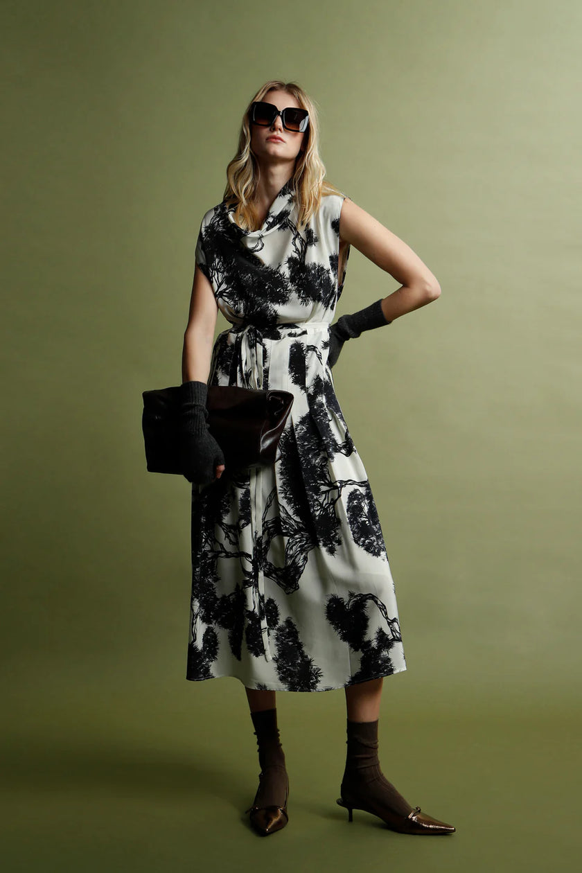 WHISPERING LINES SILK DRESS