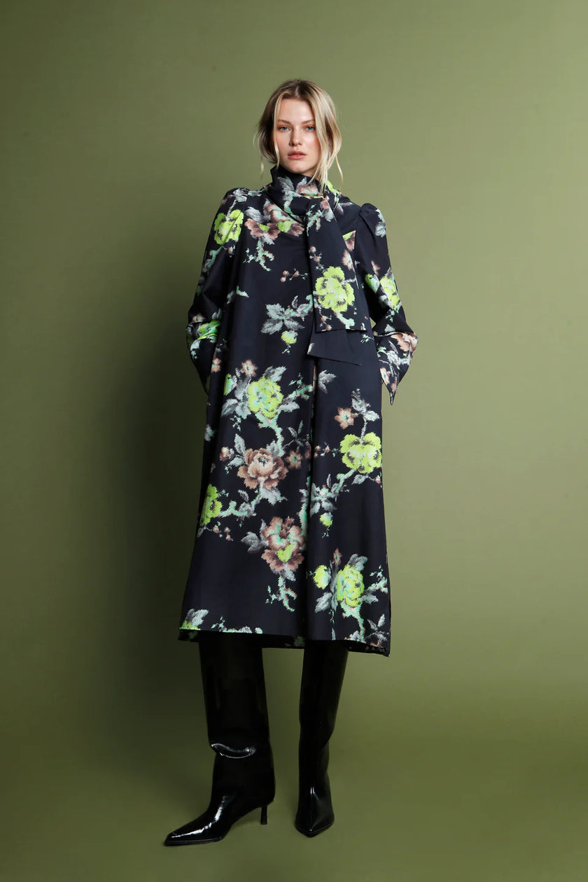 INDIAN FLOWER JULIET SLEEVE DRESS