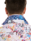 SPLASH OF COLOR SHORT SLEEVE BUTTON DOWN SHIRT
