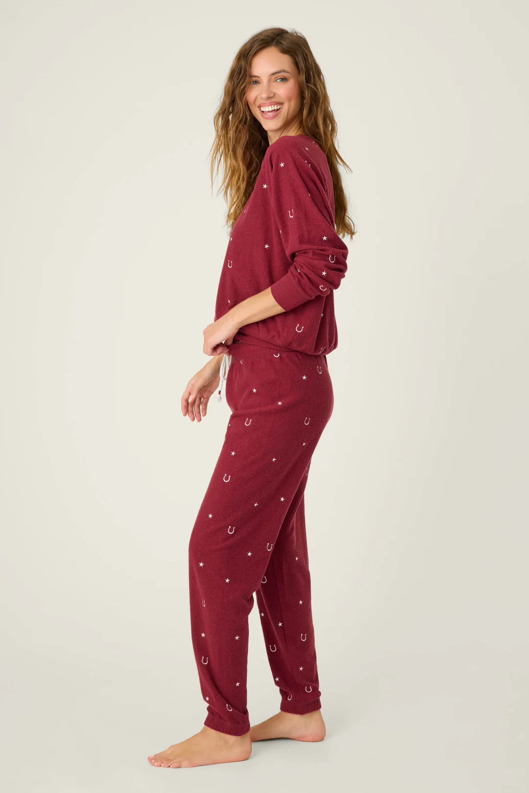 HOLD YOUR HORSES EMBROIDERED FLEECE LOUNG SET
