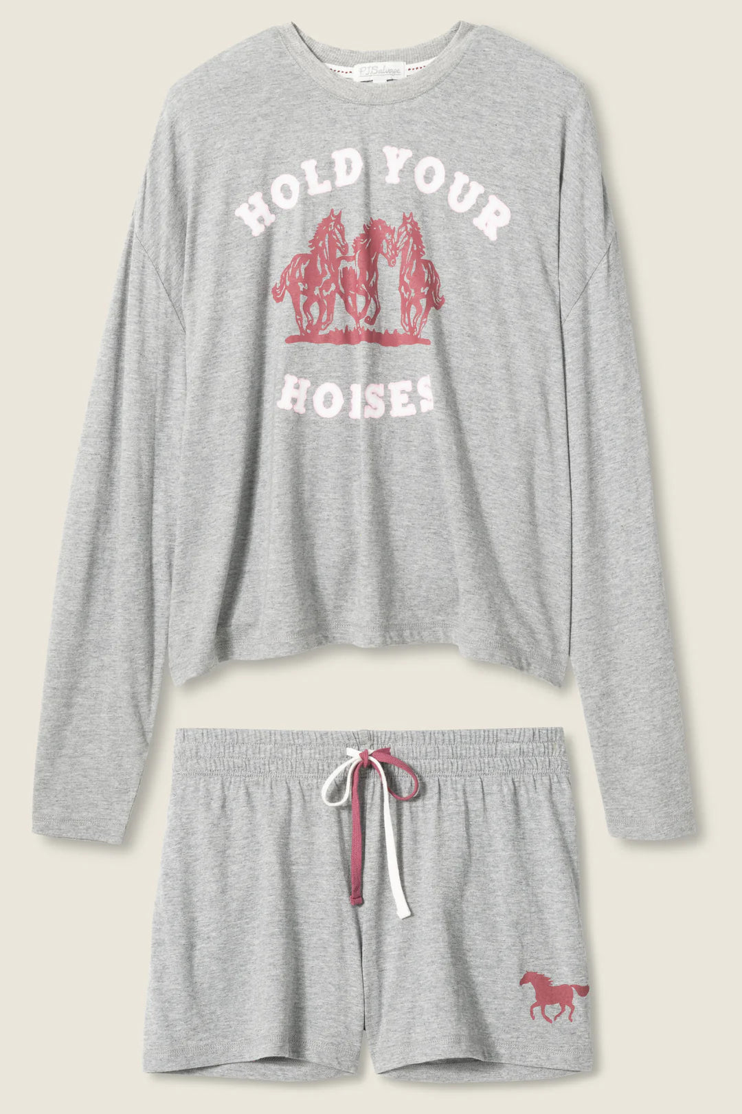 HOLD YOUR HORSES HORSE PRINT PJ SHORT SET