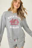 HOLD YOUR HORSES HORSE PRINT PJ SHORT SET