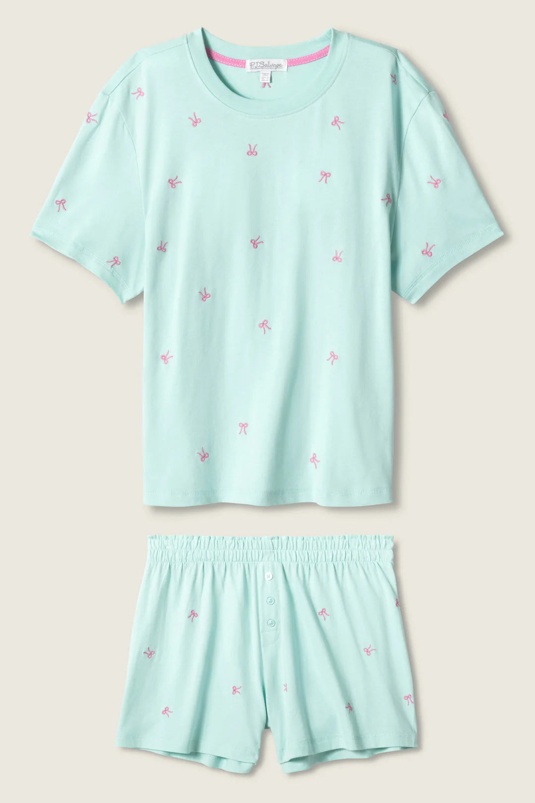 PRETTY PUNCH BOW PRINT LOUNGEWEAR SHORT SET