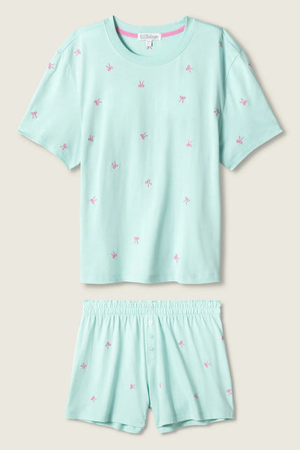PRETTY PUNCH BOW PRINT LOUNGEWEAR SHORT SET