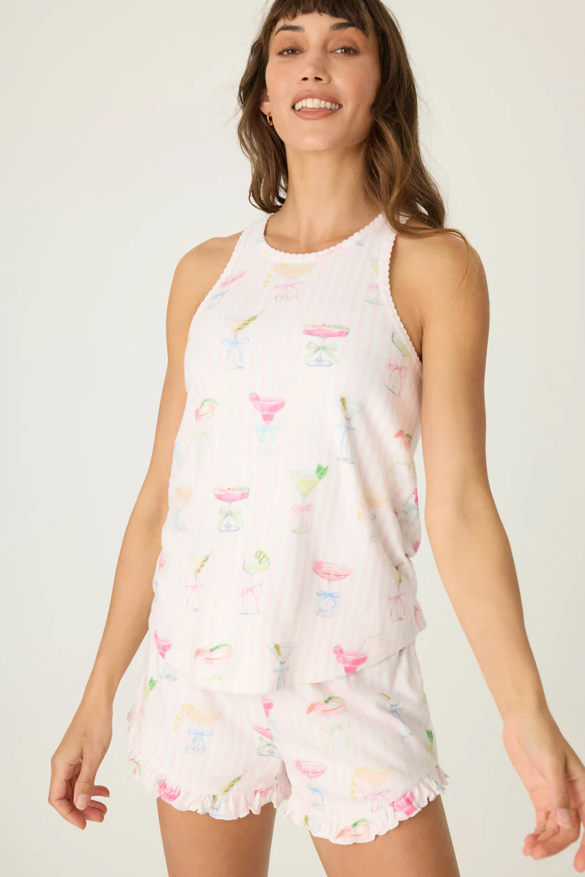 PRETTY PUNCH COCKTAIL PRINT TANK AND SHORTY SET