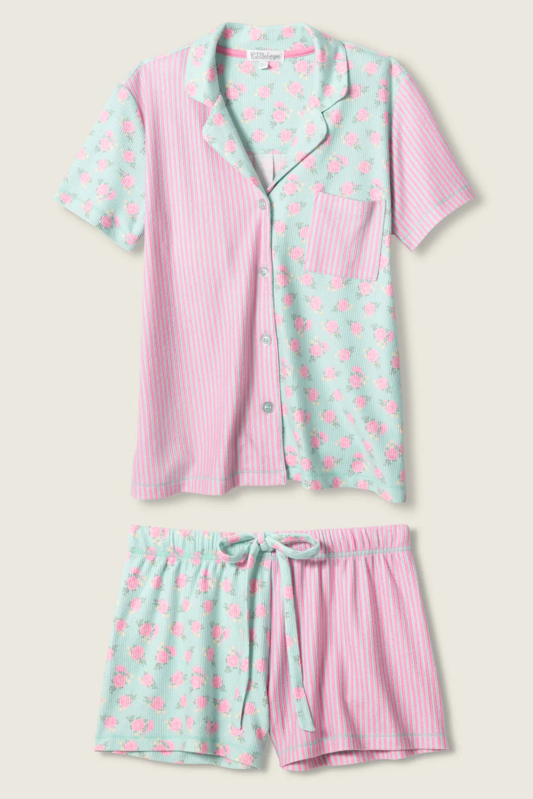 SECRET GARDEN STRIPED FLORAL SHORT SET